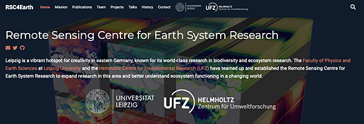 Screenshot webpage: Remote Sensing Centre for Earth System Research