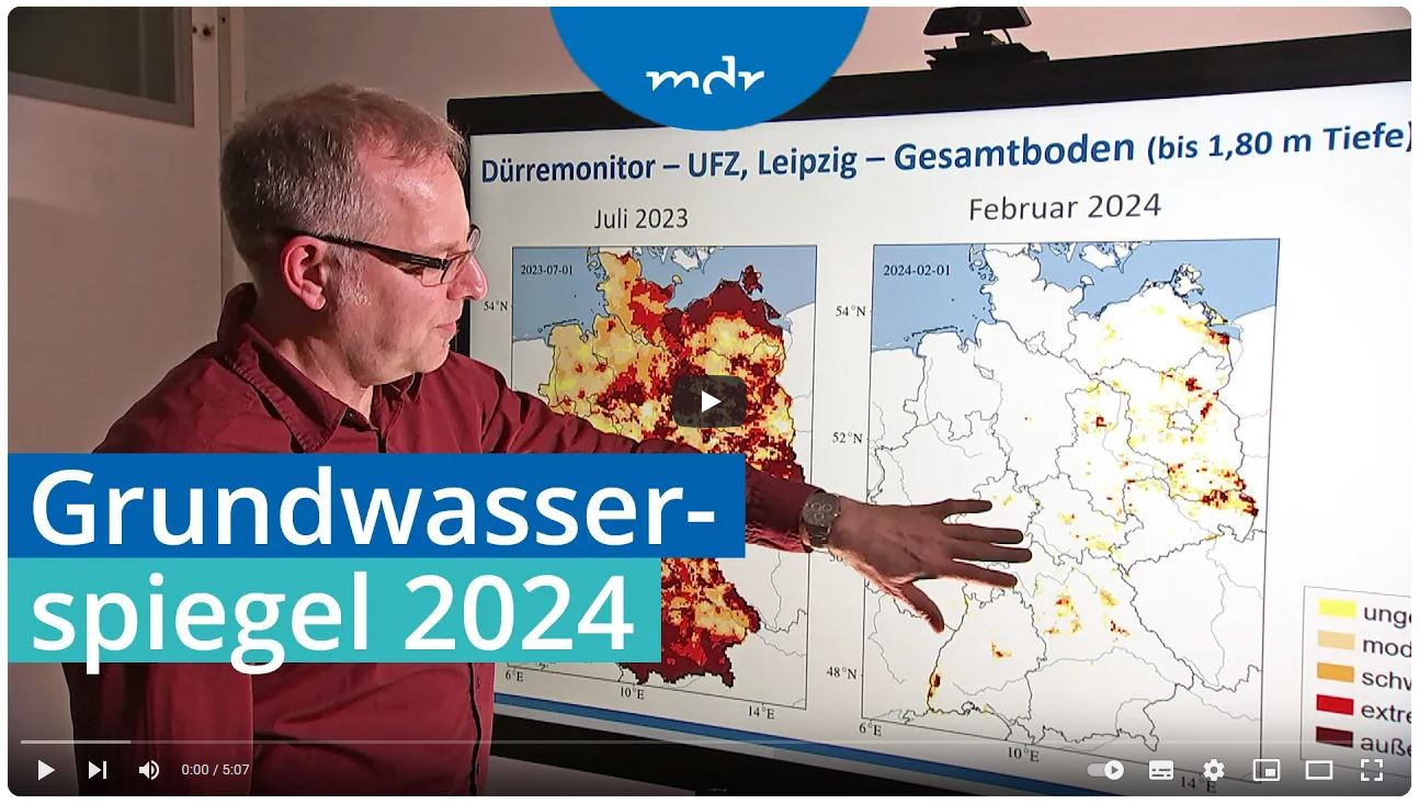 Screenshot des MDR-Umschau-Videos "Nach Dürrejahren in Deutschland: Wie sehen die Grundwasserstände aktuell aus?" auf Youtube
