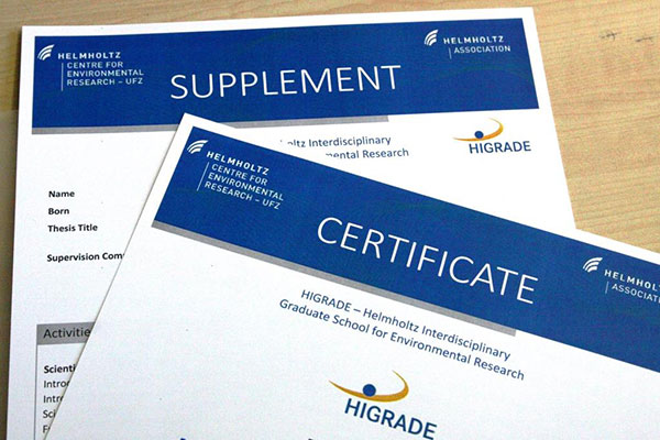 HIGRADE Certificate and Supplement. Photo: Silvia Voigt