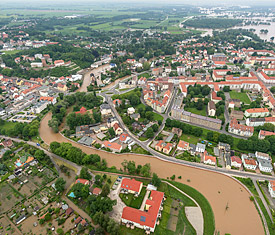 Luftbild: Eilenburg an der Mulde, Sachsen, Hochwasser 2013